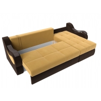 Угловой диван Меркурий (микровельвет жёлтый коричневый)  - Изображение 2